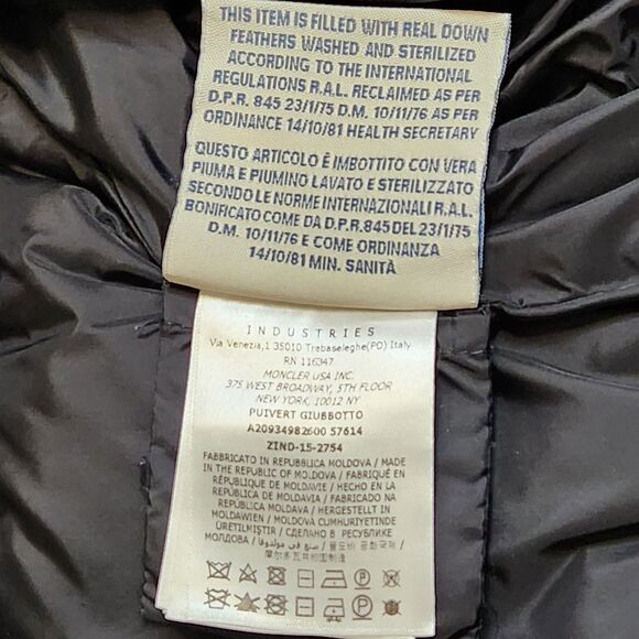 Auth Moncler Puivert Herringbone Down Puffer Coat Jacket Black White M (2) READ - Picture 13 of 16